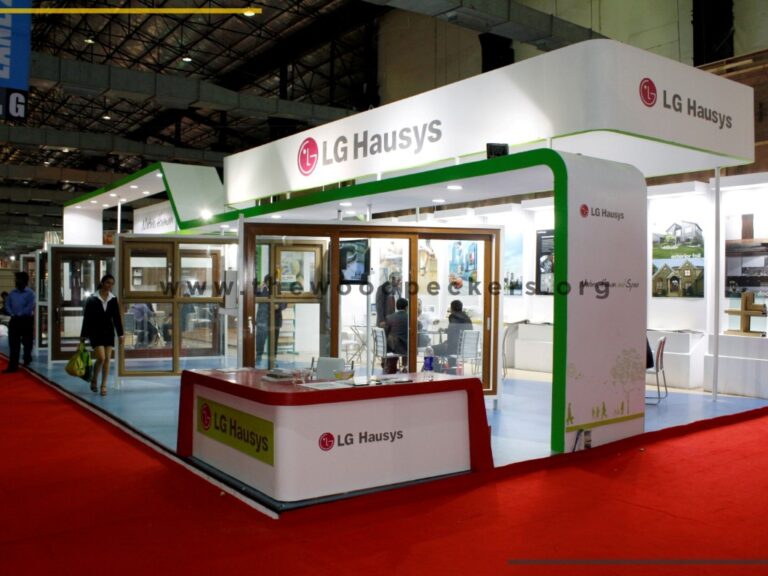 LG Hausys Best exhibition booth design by woodpeckersglobal