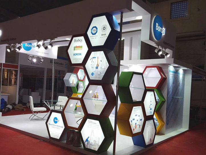 Borosil small creative exhibition stall for borosil by woodpeckersglobal
