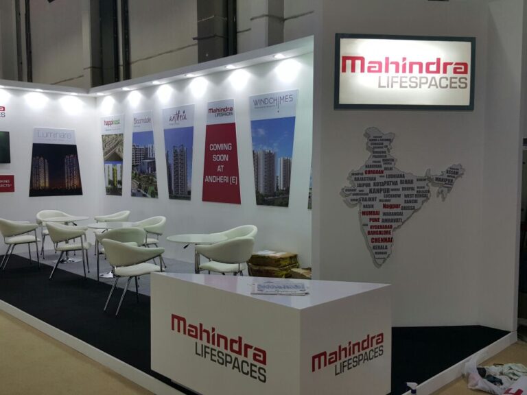 Mahindra Lifespaces Exhibition stall in dubai by woodpeckersglobal