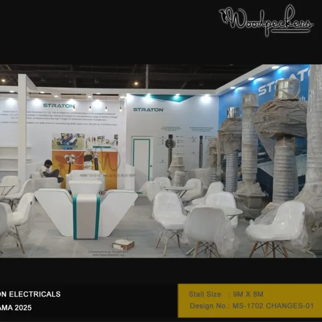 Trade show booth design for heavy machinery and technical brands featuring industrial exhibition stand planning, custom layouts, and premium branding