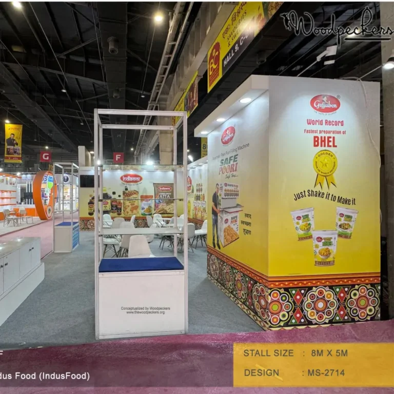 Winning trade show booth design layouts created by a top exhibition stall designer Mumbai company for impactful branding and visitor engagement